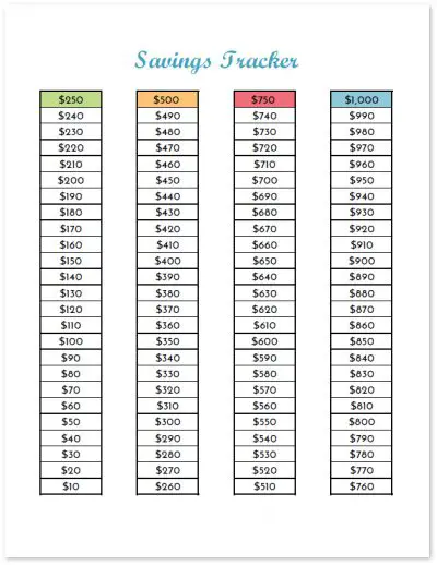 Great visual to keep you motivated towards your $1000 emergency fund savings goal. This free printable budget binder includes 20+ pages of financial printables for 2017. Find out how to set up your binder with the FREE DOWNLOAD and get your finances organized today!